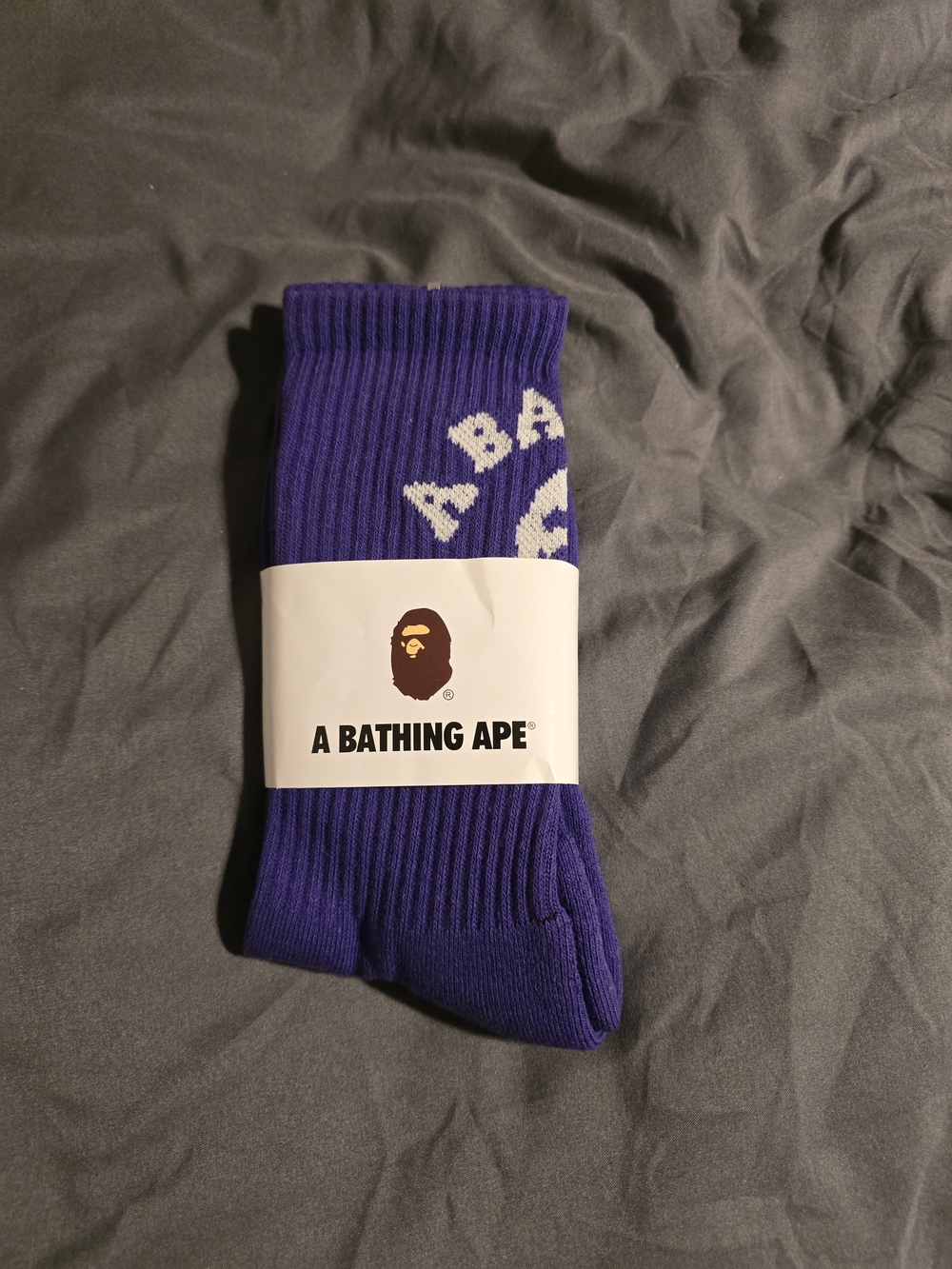 Bape Purple Crew Socks with White Logo